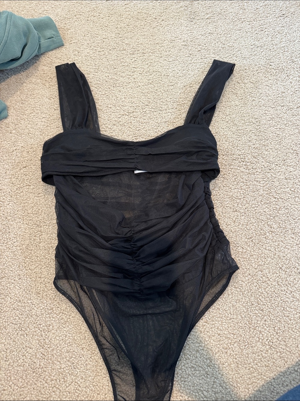Princess Polly Black Mesh Ruched Bodysuit